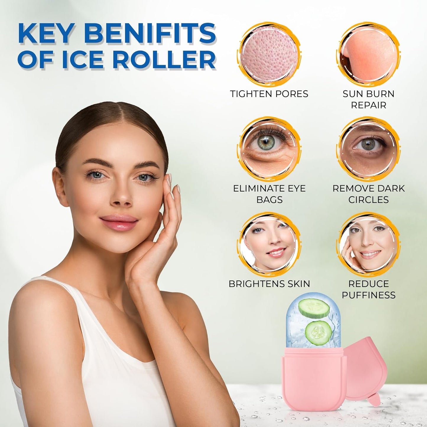 Cooling Ice Roller for Skin Care & Puffiness Relief